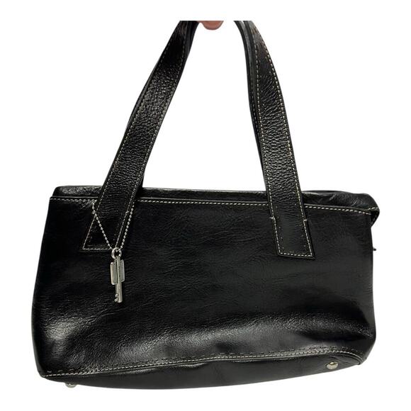 Fossil Sedona Black Leather Satchel Handbag Purse Medium - Picture 1 of 8